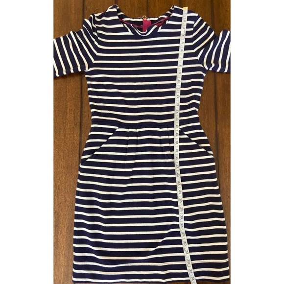 Joules Navy and White Striped Thurwell Knit Jersey Dress Long Sleeve Size 2 - Picture 12 of 12